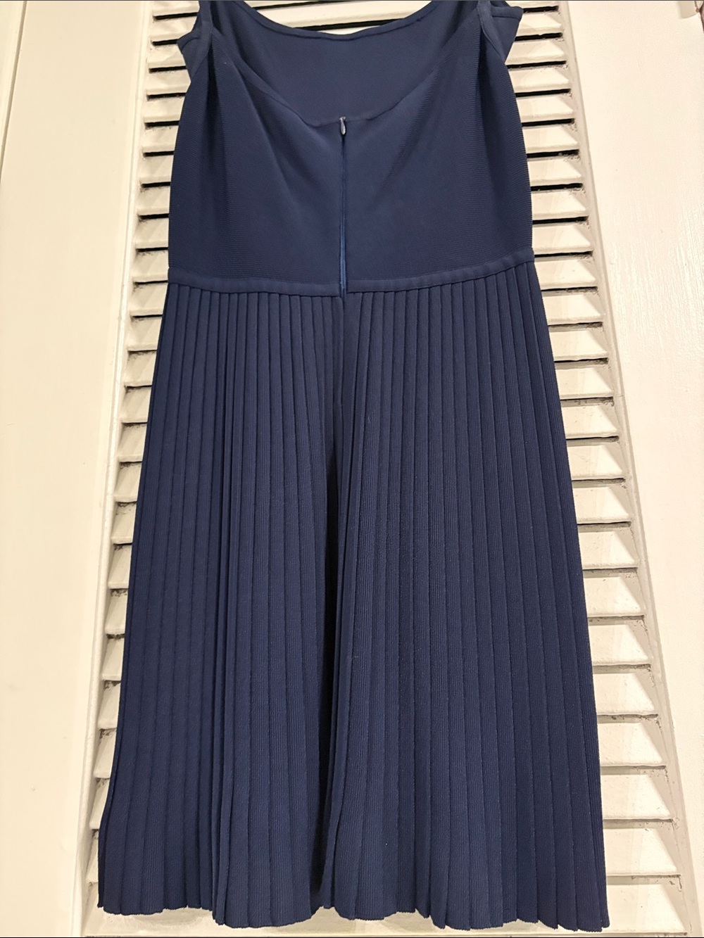 Herve Leger Vintage Navy Spaghetti Strap Pleated Mini Dress - Picture 9 of 11